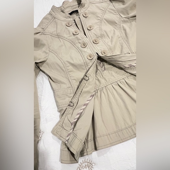 VTG MARC JACOBS UNIQUE MILITARY-BIKER DESIGN ZIPPER SLEEVE BEIGE COTTON SZ 4-6 - Picture 3 of 11